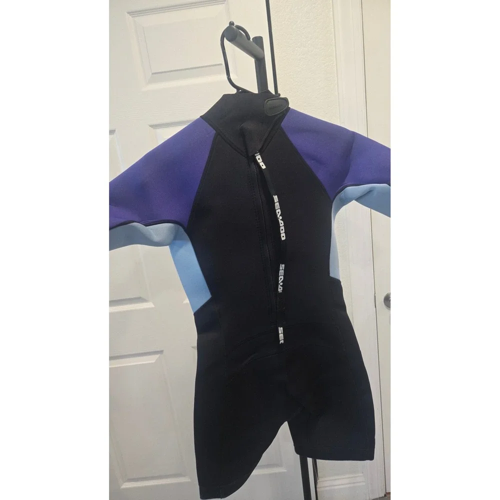 Sea-Doo Exotic Shorty Wetsuit Ladies S Deep Purple 3mm Neoprene Springsuit New